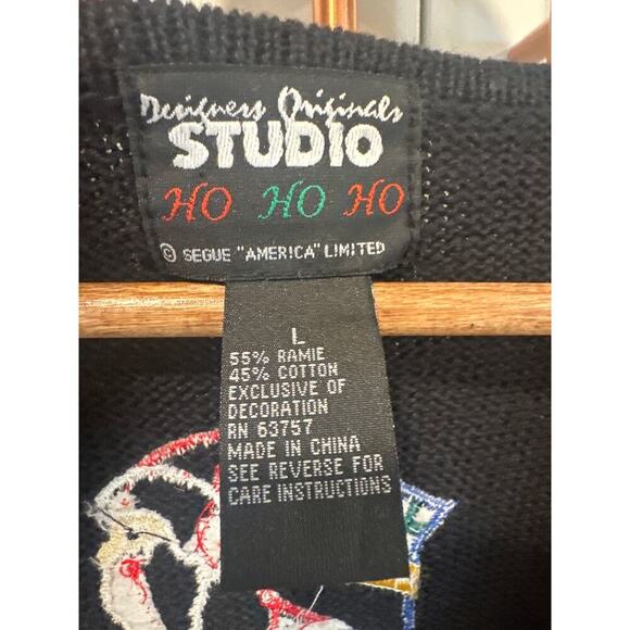 Vintage Santa Christmas vest embellished 90’s ugly holiday beaded cotton ramie - Picture 5 of 7